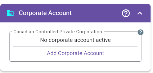Corporate Account Panel - No Account