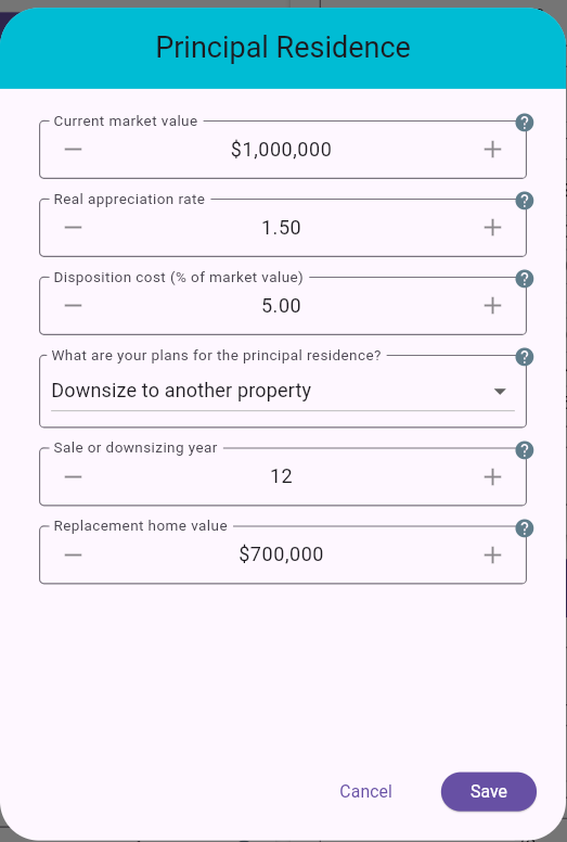Principal Residence Edit Dialog